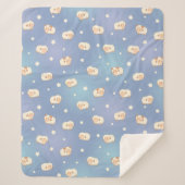 Couverture Sherpa Mouton mignon motif sur fond bleu (Devant)