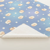 Couverture Sherpa Mouton mignon motif sur fond bleu (3/4)