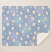 Couverture Sherpa Mouton mignon motif sur fond bleu (Devant (Horizontal))