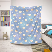 Couverture Sherpa Mouton mignon motif sur fond bleu