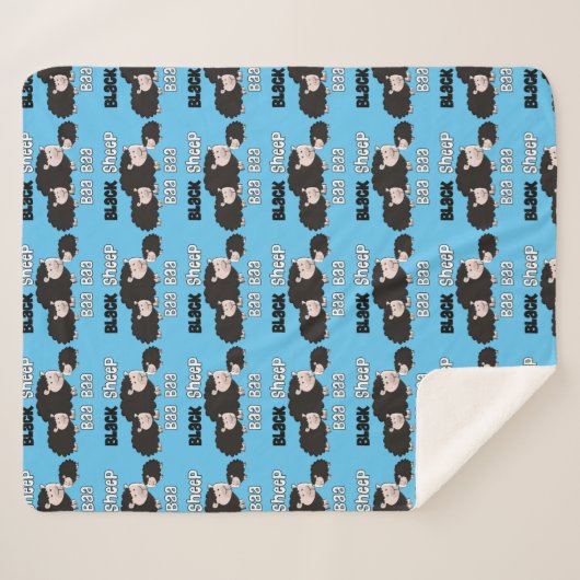 Couverture Sherpa Moutons noirs Conception "Moutons noirs Baa Baa" (Devant (Horizontal))