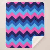 Couverture Sherpa moyenne chevrons bleu rose Cool (Devant)
