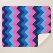 Couverture Sherpa moyenne chevrons bleu rose Cool (Devant (Horizontal))