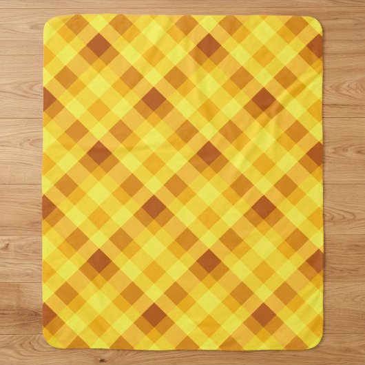 Couverture Sherpa Moyenne Jaune Clair à Carreaux