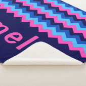 Couverture Sherpa Moyenne Monogramme Chevron Bleu (3/4)