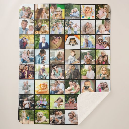 Couverture Sherpa Multi Photo 48 Image Grille Collage noir (Devant)