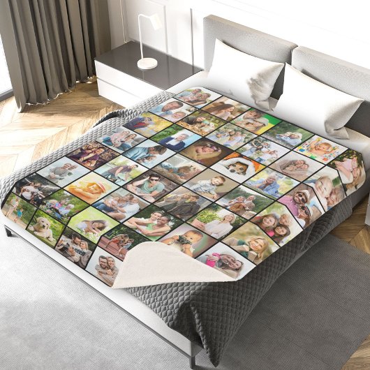 Couverture Sherpa Multi Photo 48 Image Grille Collage noir