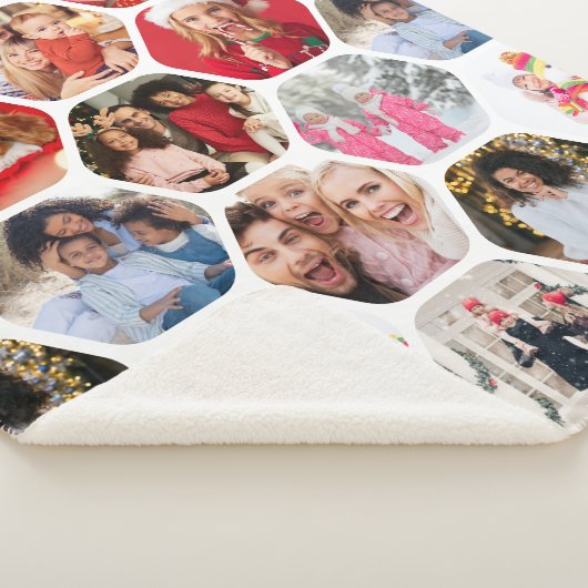 Couverture Sherpa Multi Photo Collage Simple Moderne Hexagon Motif (3/4)