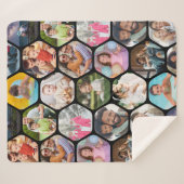 Couverture Sherpa Multi Photo Collage Simple Moderne Hexagon Motif (Devant (Horizontal))