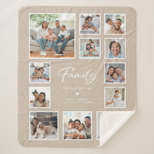 Couverture Sherpa Multi Photo Famille Grille de Collage Neutre Beige