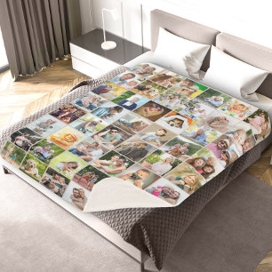 Couverture Sherpa Multiphoto 48 Collage de la grille de photos beige