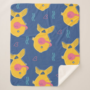 Couverture Sherpa Music Fishes : Motif Vintage de dessin animé.