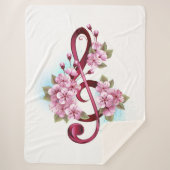 Couverture Sherpa Musical treble clef notes with sakura flowers (Devant)