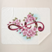 Couverture Sherpa Musical treble clef notes with sakura flowers (Devant (Horizontal))