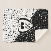 Couverture Sherpa Musique d'amour noir et blanc monogramme (Devant (Horizontal))