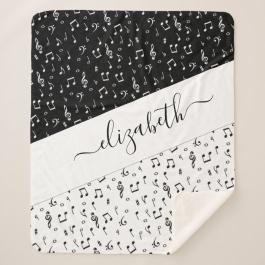 Couverture Sherpa Musique noire et blanche personnalisée (Devant)