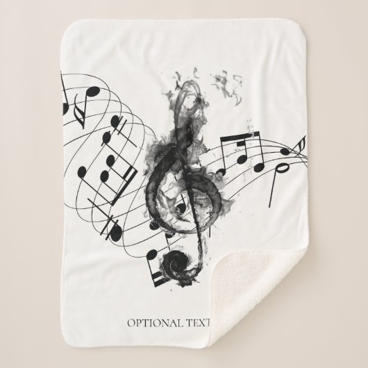 Couverture Sherpa Musique note élégante noir et blanc (Devant)