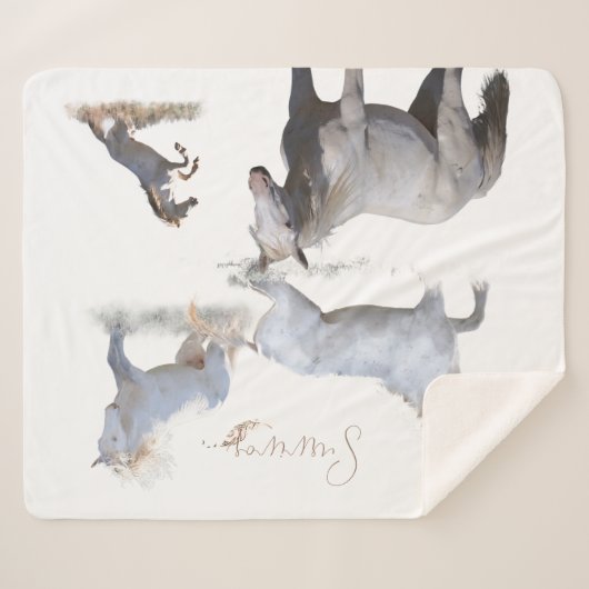 Couverture Sherpa Mustang Wild Stallion Survivant Sherpa Blanket (Devant (Horizontal))