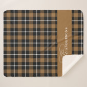 Couverture Sherpa Mustard check tartan script personnalisé famille f (Devant (Horizontal))