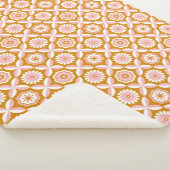 Couverture Sherpa Mustard et fleurs rétro roses (3/4)