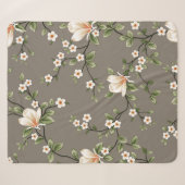 Couverture Sherpa mustered small flowers with green leaves pattern o (Devant (Horizontal))