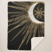 Couverture Sherpa Mystic Black Gold Sun Moon Mandala (Devant)