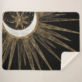 Couverture Sherpa Mystic Black Gold Sun Moon Mandala (Devant (Horizontal))