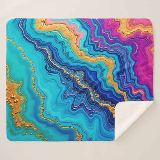 Couverture Sherpa Mystic Teal & Gold Energy (Devant (Horizontal))