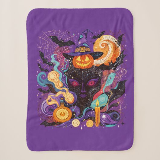Couverture Sherpa Mystical Halloween Witch Face (Devant)