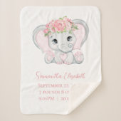 Couverture Sherpa Naissance Stat rose bébé éléphant bébé fille cadea (Devant)