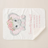 Couverture Sherpa Naissance Stat rose bébé éléphant bébé fille cadea (Devant (Horizontal))