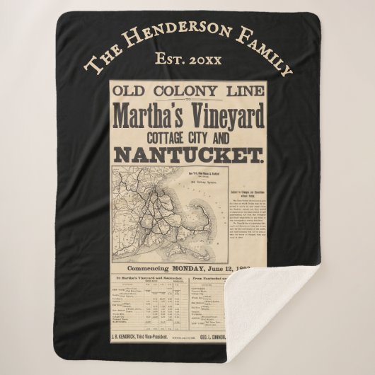 Couverture Sherpa Nantucket Martha's Vineyard 1893 Old Colony RR (Devant)