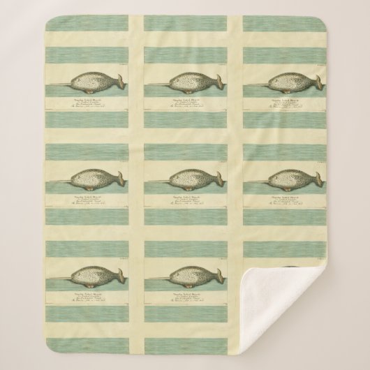 Couverture Sherpa Narwhal Antique Baleine Aquarelle Art scientifique (Devant)