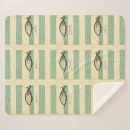 Couverture Sherpa Narwhal Antique Baleine Aquarelle Art scientifique (Devant (Horizontal))