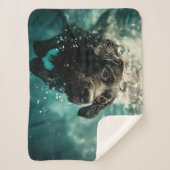 Couverture Sherpa Natation Labrador Chiot Design sous-marin (Devant)