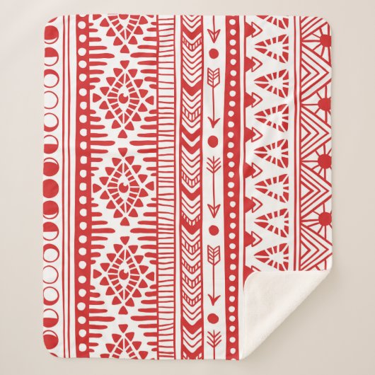 Couverture Sherpa Native American : Red Ink Doodle. (Devant)