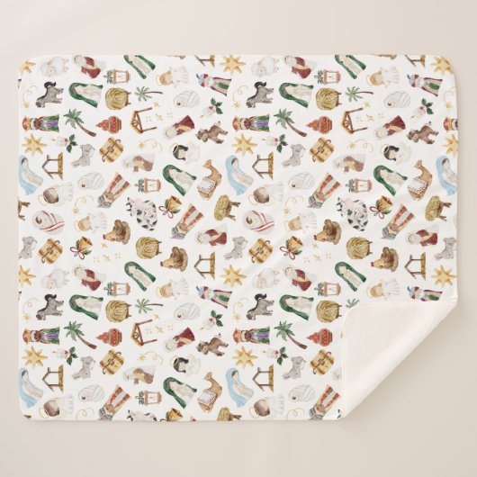 Couverture Sherpa Nativité chrétienne de Noël (Devant (Horizontal))