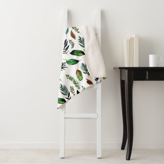 Couverture Sherpa Nature botanique du feuillage vert (En situation)