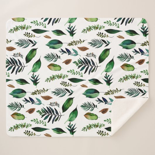 Couverture Sherpa Nature botanique du feuillage vert (Devant (Horizontal))