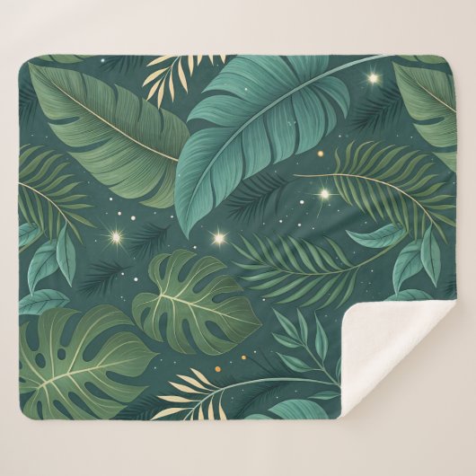 Couverture Sherpa Nature-Inspired Tropical Leaves Seamless Pattern (Devant (Horizontal))