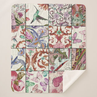 Couverture Sherpa Nature Patchwork : Chic Arrière - plan sans coutur
