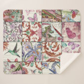 Couverture Sherpa Nature Patchwork : Chic Arrière - plan sans coutur (Devant (Horizontal))