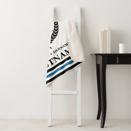 Couverture Sherpa Nautical Striped Custom Mr et Mrs. (En situation)