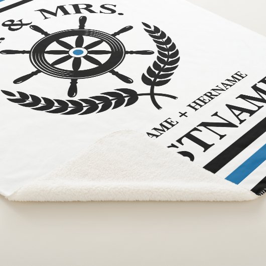 Couverture Sherpa Nautical Striped Custom Mr et Mrs. (3/4)