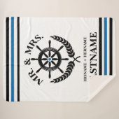 Couverture Sherpa Nautical Striped Custom Mr et Mrs. (Devant (Horizontal))