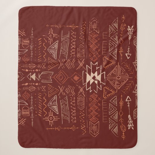 Couverture Sherpa Navajo Aztec : Ethnic Doodle Motif. (Devant)