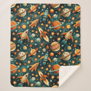 Couverture Sherpa Navires-fusée vintages pour engins spatiaux Motif