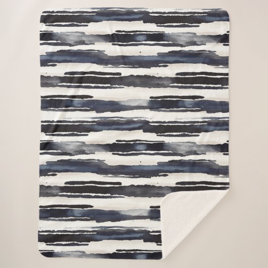 Couverture Sherpa Navy Blue White Stripes (Devant)