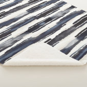 Couverture Sherpa Navy Blue White Stripes (3/4)