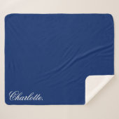 Couverture Sherpa Navy Personnalisée avec Nom Pers (Devant (Horizontal))